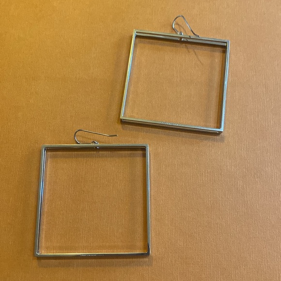 Saint Laurent Double Square Hoop Earrings in Metal - Picture 4 of 8